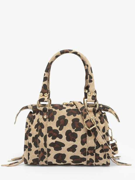 Cross Body Tas Velvet Leopardo Leder Milano Beige velvet leopardo VL24093 ander zicht 3